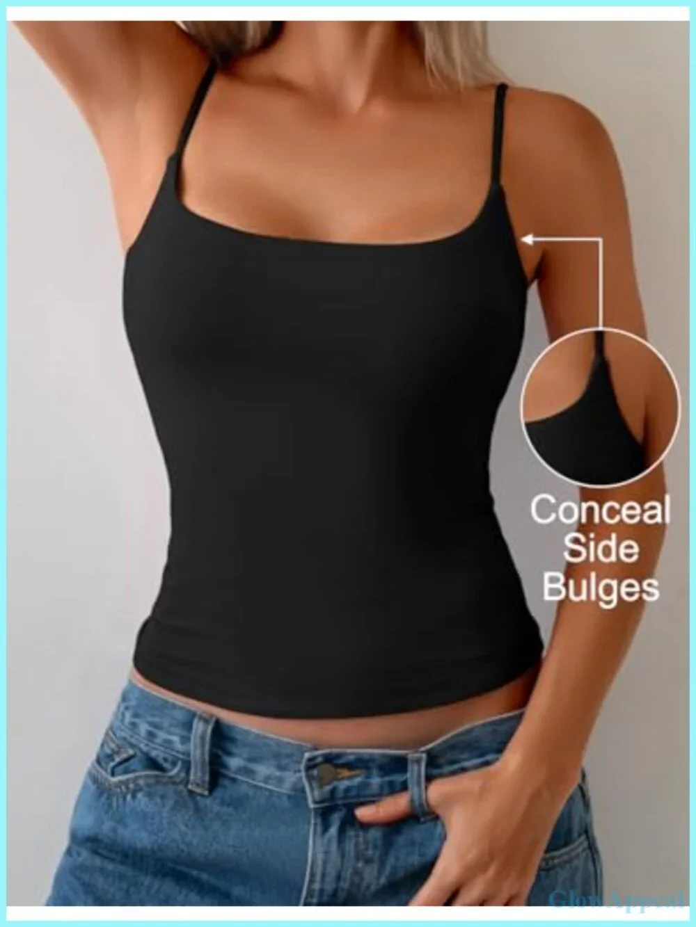 Cotton Cami Tops with Built-in Shelf Bra Square Neck Crop Tank Top